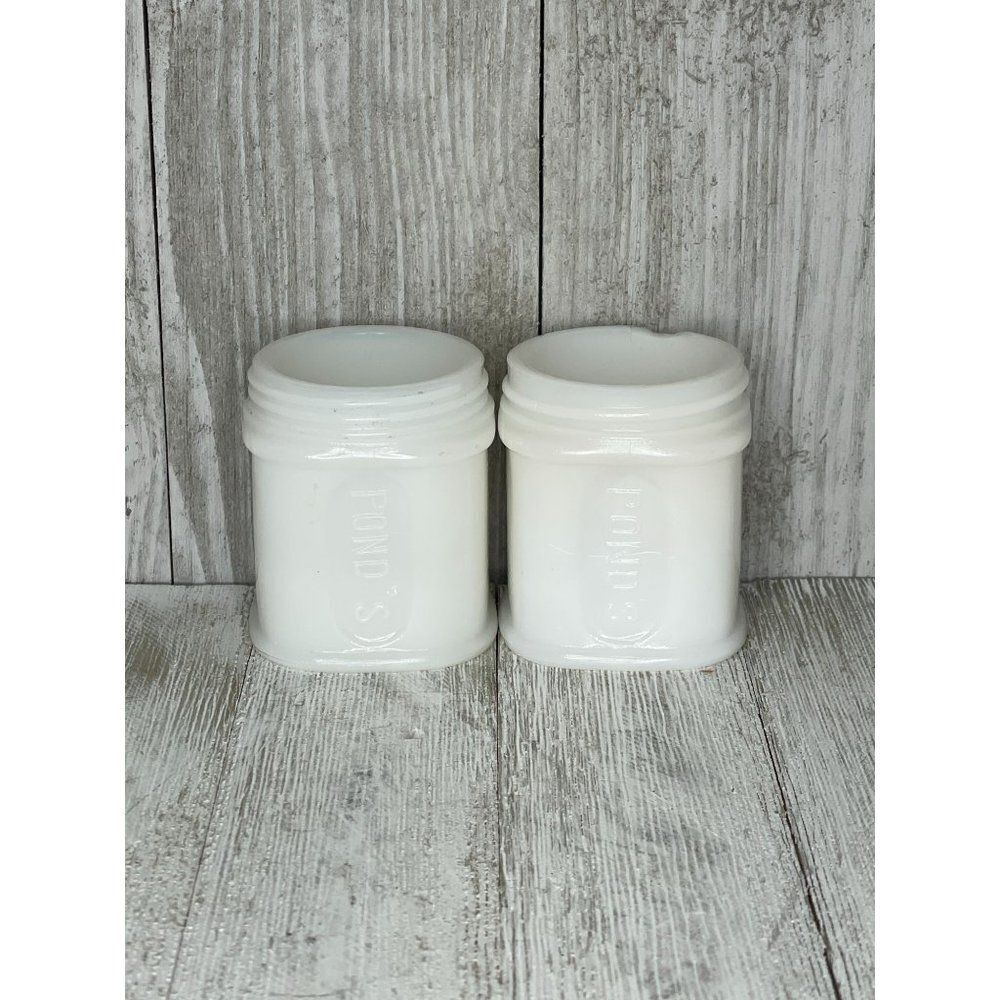 2 Vintage Milk Glass Ponds Cold Cream Jars